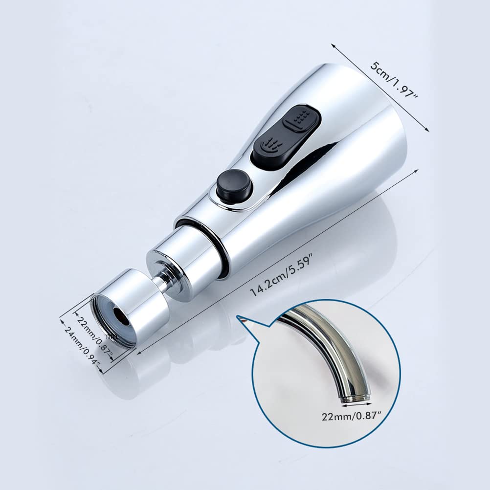 Mrisata Kitchen Faucet Head Replacement, 3 Function Pull Down Spray Head Sink Spray Nozzle, Kitchen Sink Faucet, Compatible with Standard Brushed
