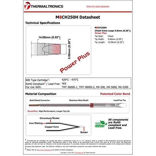 Thermaltronics M8CH250H Chisel Extra Large 5.0mm (0.20in), Power Plus
