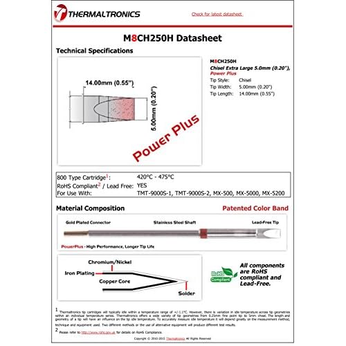 Thermaltronics M8CH250H Chisel Extra Large 5.0mm (0.20in), Power Plus