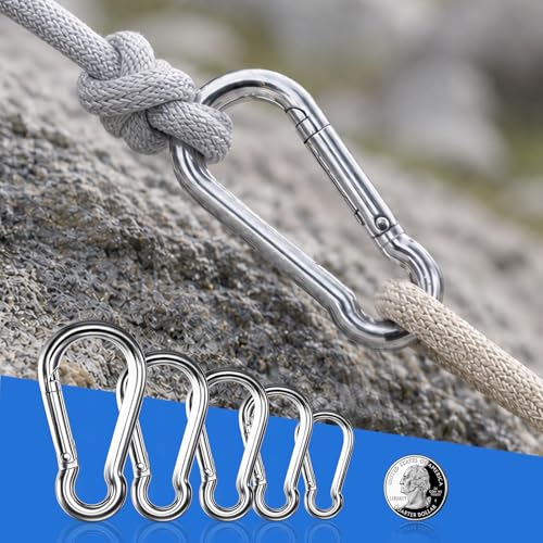 COYAGRIP M4-1.57'' Stainless Steel Heavy Duty Carabiner Clips 8 Pack