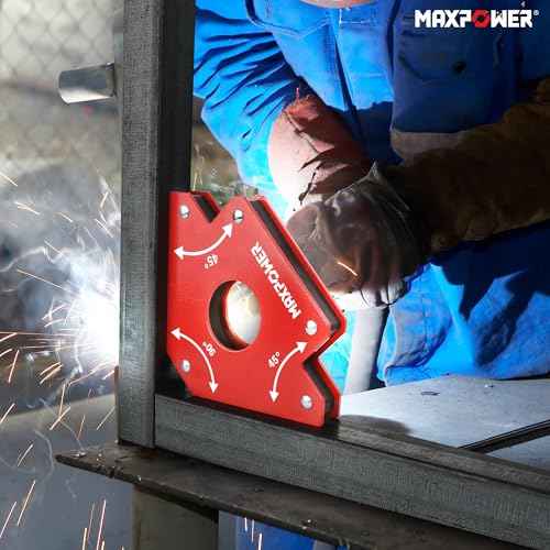 MAXPOWER Welding Magnets, 2-piece Welding Magnet Set, 75 LBS Holding Power Welding Accessories, 45¡Æ and 90¡Æ Angle Welding Magnet Holder for Welding Work