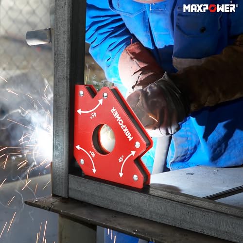 MAXPOWER Welding Magnets, 2-piece Welding Magnet Set, 75 LBS Holding Power Welding Accessories, 45¡Æ and 90¡Æ Angle Welding Magnet Holder for Welding Work