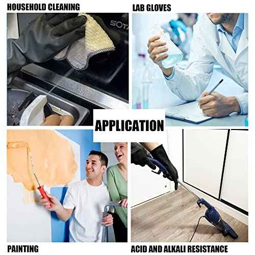 Chemical Resistant Latex Gloves,Cleaning Protective Safety Work Heavy Duty Rubber Gloves, S-M-L-XL Size, Black 1 Pair