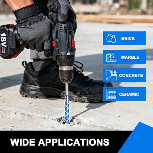 Carbide Masonry Drill Bit Set (7-Piece, 5/32"-3/8"), Hex Shank Concrete Drill Bits for Brick, Tile, Cement, Plastic