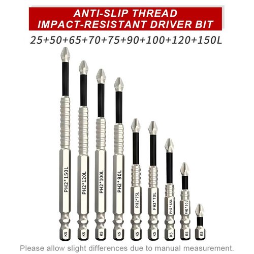 2025 Upgraded High-Strength Magnetic Screwdriver Drill Bit Set - Anti-Slip Alloy Steel Electric Driver Bits for Impact Tools with Enhanced Magnetic Durability (1 Set)