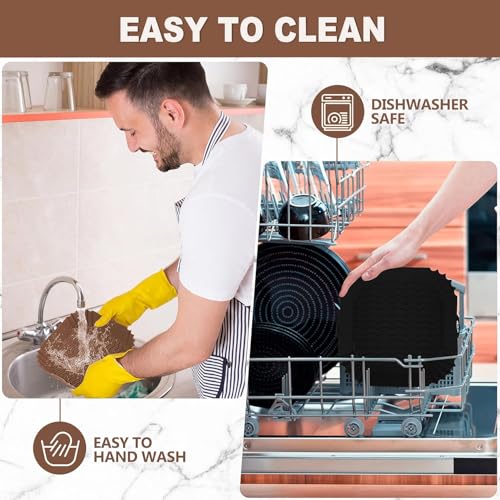 Boribim 2-Pack 8-Inch Silicone Air Fryer Liners (Black + Brown) – Reusable Sq Liners for 4-7 Qt Air Fryers