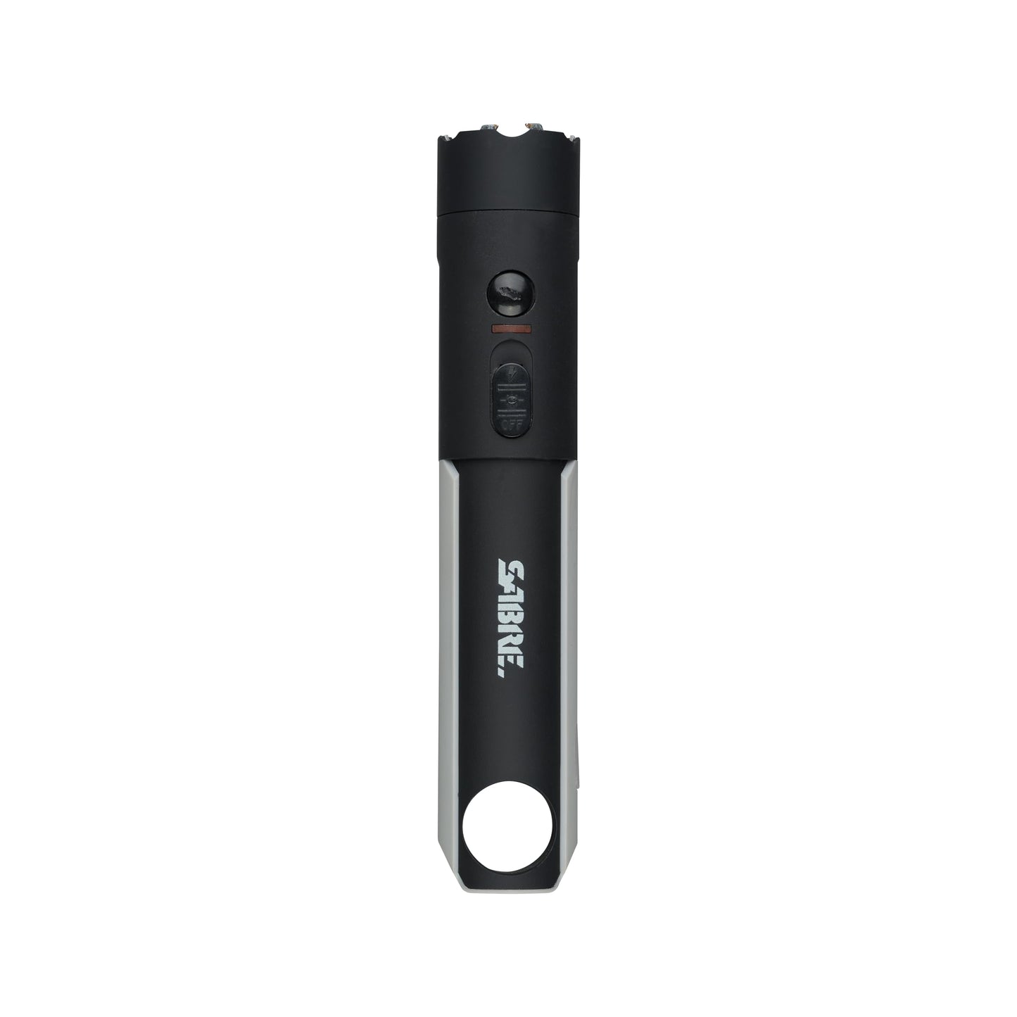 SABRE 2-in-1 Flashlight Design with Built-in Stun Gun, Powerful 1.76 µC Charge, 200 Lumen LED with 3 Modes; High, Low and Strobe, Rechargeable Battery, Hard Case and USB-C Charging Cord Included