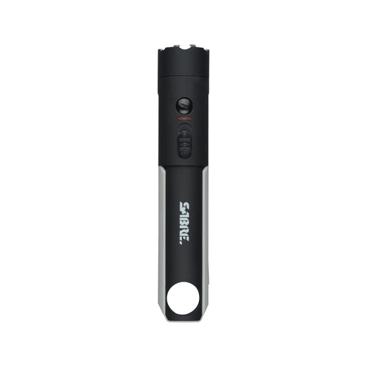 SABRE 2-in-1 Flashlight Design with Built-in Stun Gun, Powerful 1.76 µC Charge, 200 Lumen LED with 3 Modes; High, Low and Strobe, Rechargeable Battery, Hard Case and USB-C Charging Cord Included