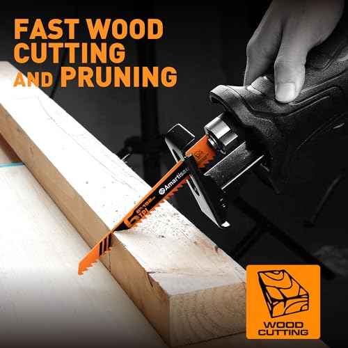 AMARTISAN 10-Piece Bi-Metal Reciprocating Saw Blade Set 6 to 8 Inch Used for Wood & Metal Cutting, Drywall, Plastic and Composite Materials