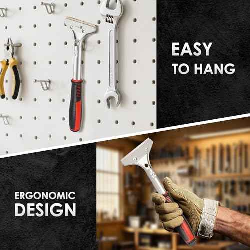 ORIENTOOLS Heavy Duty 4-inch Razor Blade Scraper with Long-Handle, Cleaning Glass Wall Scraper, Painting stripping tools,Tile Adhesive Removal (Improved version)