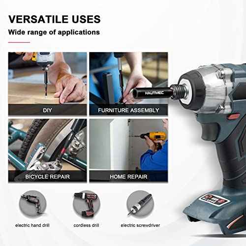 HAUTMEC 1/4¡±Magnetic Impact Tough Bit Holder,2pcs Screwdriver Extension, Quick-Change Hex Shank Set for Screwdriver Bits Nuts Drills Maintenance and repairing HT0163-SH