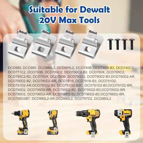 10PCS Belt Clips for Dewalt, Anglecai Drill Tool Clips Hook Kit 304 Stainless Steel Drill Belt Hook with Screws for Dewalt N268241 Fit for 20V Power Tools DCD980 DCD780B DCD785X DCD791D2 DCD795D2