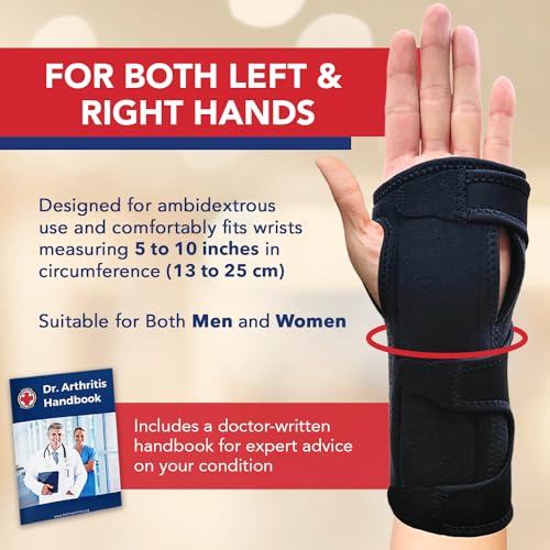 Dr. Arthritis Day & Night Support Carpal Tunnel Wrist Brace, Adjustable Hand Splint with Cushion Padding for Wrist Pain Relief, Right & Left Carpal Tunnel Wrist Brace, Fits Both Hands (1 Pack)