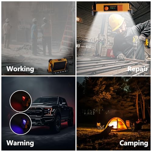 YXQUA 120W Solar Rechargeable Work Light Yellow 144 LED 10000LM IP65