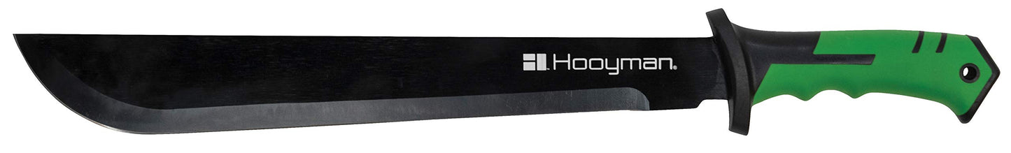 Hooyman Bush Machete with Heavy Duty Construction, Ergonomic No-Slip Handle and Belt Sheath for Gardening, Land Management, Bushcraft, Hunting and Outdoor , Black/Green