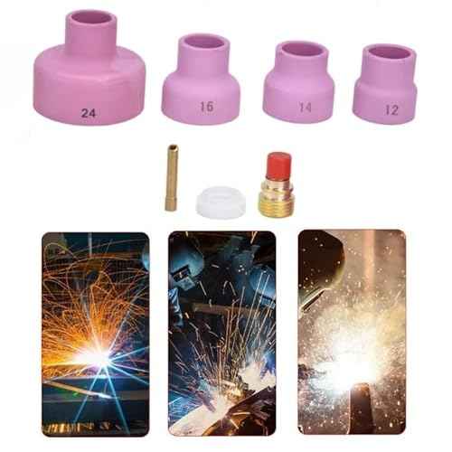 Zerone TIG Welding Torch Accessories Kit, 7Pcs for WP 9 20 25, Ceramic Nozzle +Electrode Holder+PTFE Front Cover(2.4mm) +Connector, Corded Electric, Modern Style