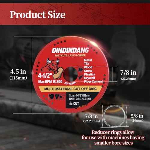 1 Pack 4-1/2 Inch Indestructible Multi-Material Cutting Disc for Angle Grinder, 7/8" Arbor ? Cuts Metal, Wood, Tile, Plastic, Stone, Drywall and More