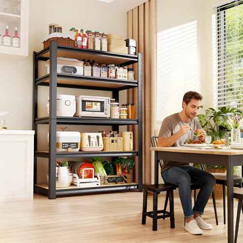 71"H Garage Shelving-5 Tier Garage Storage Shelves,Adjustable Heavy Duty Metal Shelving Unit and Storage Large Rack,Utility Steel Shelf For Warehouse Industrial Pantry Basement Organizers 71"x32"x14"