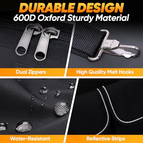 TICONN Heavy Duty Tool Bag with Multi-Pockets, Portable Tool Box Organizer Storage Bag, with Adjustable Shoulder Strap and Ergonomic Handle (Black, 16" Molded Base)