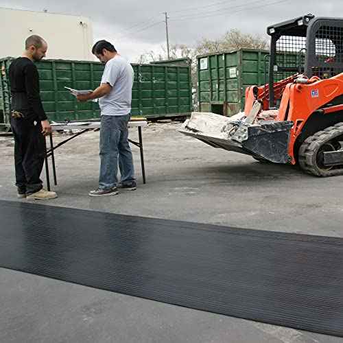 Rubber-Cal 03_167_W_WR_06 Wide Rib Corrugated Rubber Floor Mat, 1/8" Thick x 3' x 6' Roll, Black