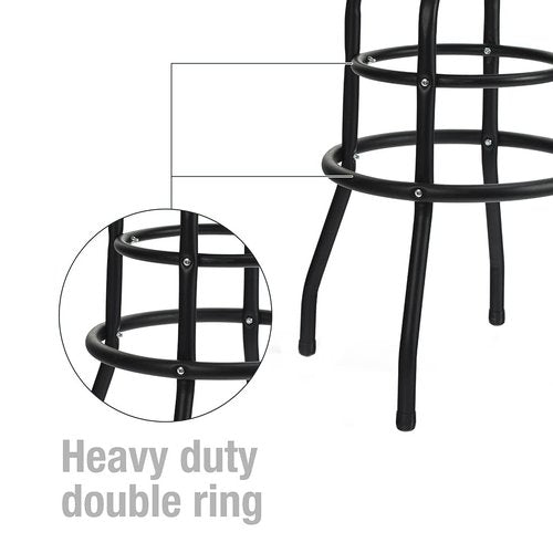 WORKPRO W112003 Garage Shop Stool, Heavy-Duty Steel Construction Garage Stool, Swivel Cushion Seat, Black Powder Coated Legs & Footrest (Single Pack)