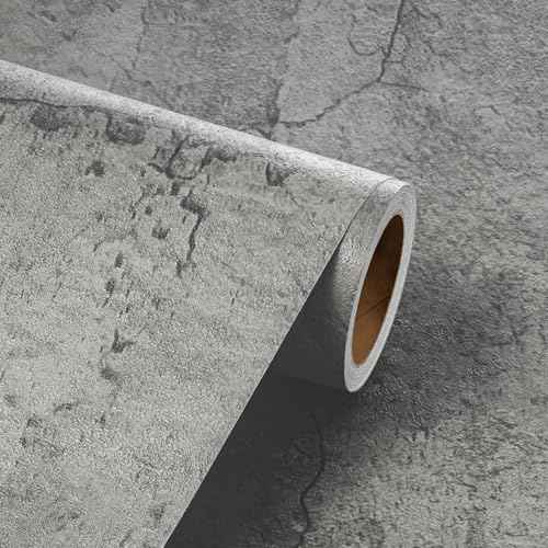 Livelynine Textured Concrete Wallpaper Peel and Stick Blue Grey Cement Concrete Contact Paper Removable Vinyl Countertop Covers Rustic Concrete Wall Paper Basement Walls Self Adhesive 15.8x78.8