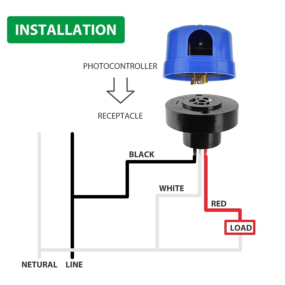 GBAYSA 1 Pack Photocell for Outdoor Light, Auto On/Off Photo Sensor Switch, Dusk to Dawn LED Street/Barn Light Control