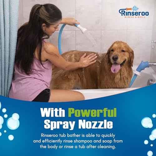 Rinseroo: Slip-On Tub Hose ? As Seen on Shark Tank ? 5ft Flex Bathtub Faucet Sprayer ? Easy Rinse for Pets, Hair & Cleaning ? No Installation Needed ? Fits Faucets Up to 3¡± Wide ? Mess-Free & Portable