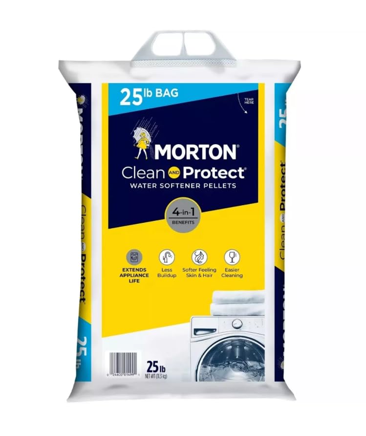 Morton Salt Water Softener Pellets, Clean and Protect, 25 lb (2 pack)