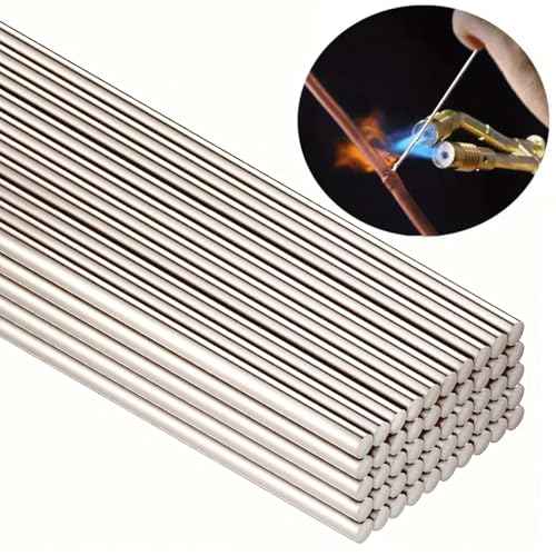 25 Sticks BCuP-5 Silver Solder 15%, Dia0.042"x11" Map Gas Torch Kit, Welding Rods, Round, No Need Flux, Silver Bar for Refrigerators, Freezers, Copper HVAC, & Jewelry Making