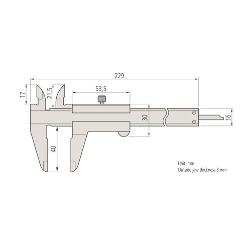Mitutoyo 530-312 Vernier Calipers, Stainless Steel, for Inside, Outside, Depth and Step Measurements, Metric, 0"/0mm-150mm Range, +/-0.03mm Accuracy, 0.02mm Resolution, 40mm Jaw Depth