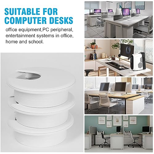 JTemgle 2-Inch White U-Shape Desk Grommet Set of 2 - Cable Management