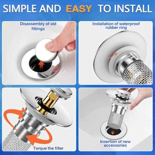 Sink Stopper Hair Catcher, Pop-up Sink Drain Strainer with Removable Stainless Steel Strainer Basket Hair Catcher, Bathroom Sink Strainer for Bathroom Sink Stopper Replacement. (2PCS)