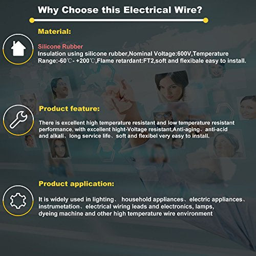 Haerkn 18AWG Silicone Electrical Wire Cables 2 Cores 30ft Spool - Flexible, High-Temperature Resistance