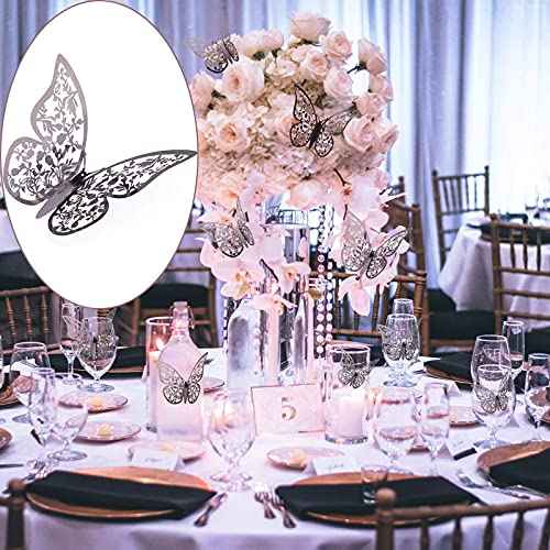 AIEX 24 x 3D Butterfly Ornaments Decorative Removable Vivid Stickers with 3 Different Sizes (Dark Grey)