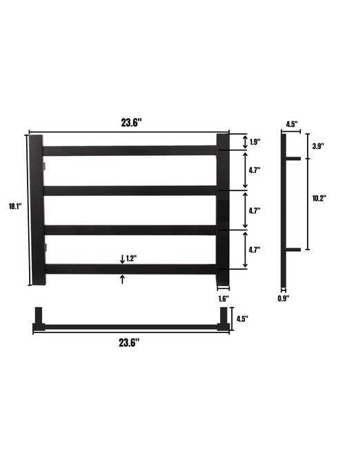 Topdattion Electric Towel Warmer | Super Thin | with Timer & Temperature Multi-Level Adjustments | Hardwired & Plug-in | 4 Bar Matte Black Finish