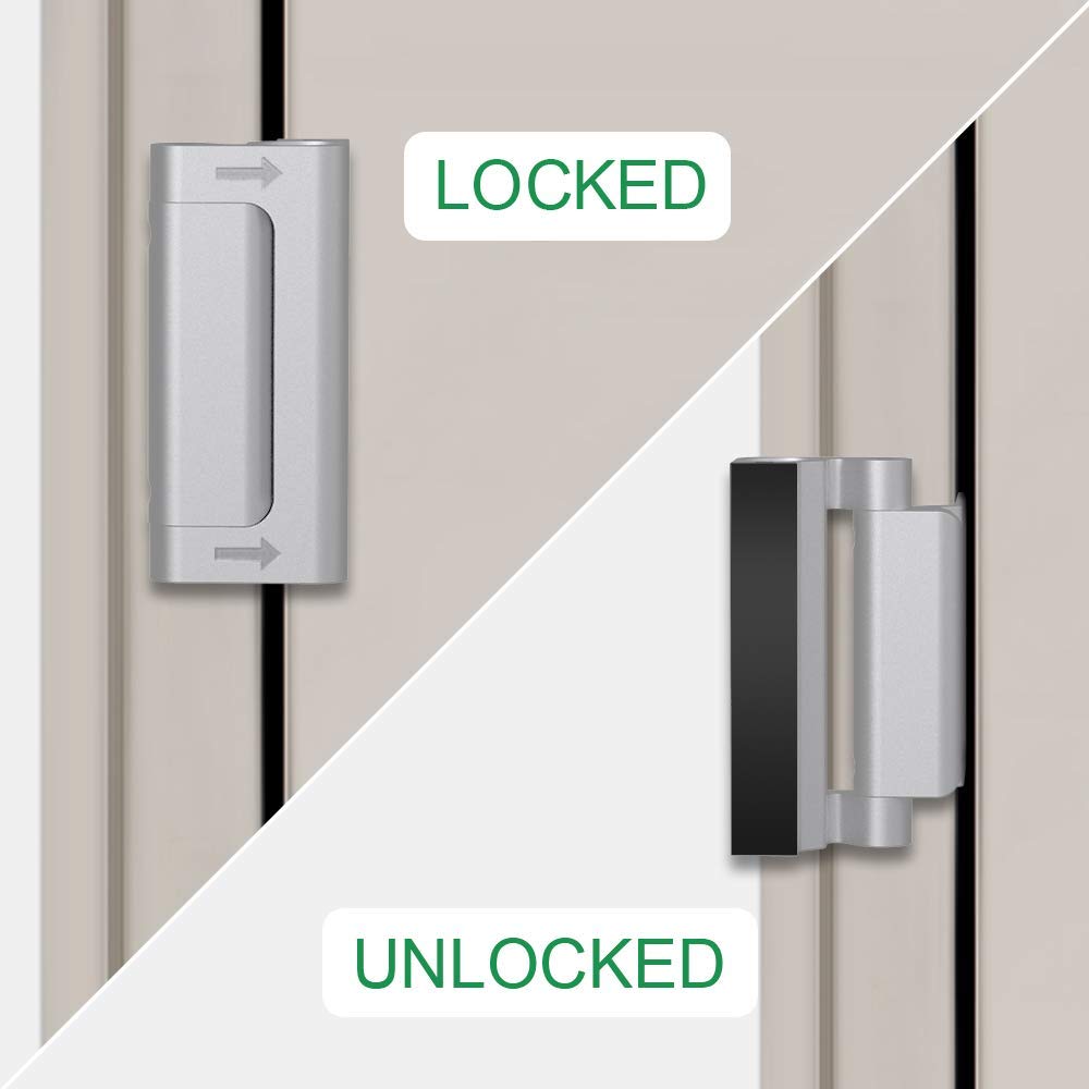 Home Security Door Lock 3 Pack Metal Door Reinforcement Lock for Kids Safety Top Front Door Child Proof Safety Lock Defend High Security Door Locks Latch Withstand 800lbs for Inside Swing Door Chain