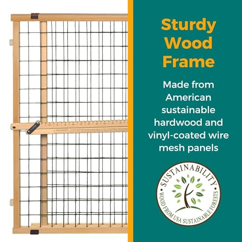 MYPET Wire Mesh Dog Gate: 29.5"-50" Wide, Pressure Mounted with No