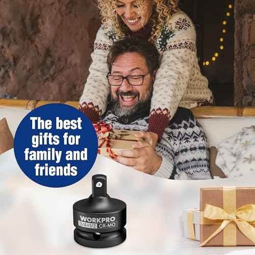 WORKPRO 3/4" F to 1/2" M Impact Socket Adapter, Cr-Mo Steel, Socket Adapter Set for Impact Driver Conversions, Square Drive Reducer for Impact Driver Wrench