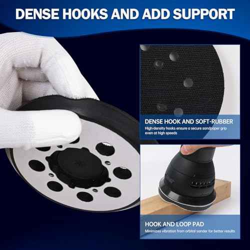 4 PCS 5 Inch Orbital Sander Replacement Pad for Dewalt DWE6421 DWE6423 DCW210B, Hook and Loop Foam Sanding Pads, Metal for Dewalt Sander Parts DWE6421K DWE6423K DW6420 DWE64233 N329079 by 4 Screw Hole