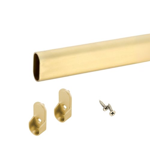 Custom size oval closet rod with choice of end support (Matte Brass)
