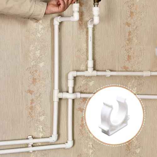 PEX Clips Pipe Clamp 3/4 Inch, 20 Pack 20 mm Pipe Hangers Pipe Holder PEX Tubing Clamps PVC Water Pipe Support, Plastic U-Shaped PVC Pipe Clamps Tools With Screws, White