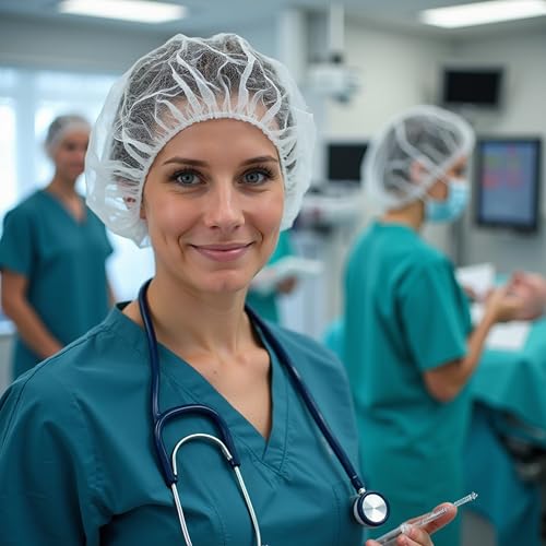 Disposable Bouffant Caps Breathable, Latex-Free, Elastic Edge for Secure Fit, 100 Pcs