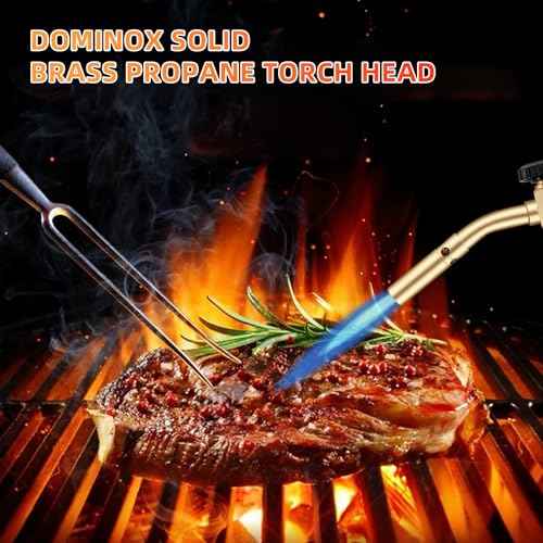 DOMINOX Propane Torch Head, Manual Start Solid Brass Brazing Torch Fuel by Propane CGA600 Cylinder, Blow Torch for Soldering, Brazing, Welding, Thawing and Cooking(Only Torch)