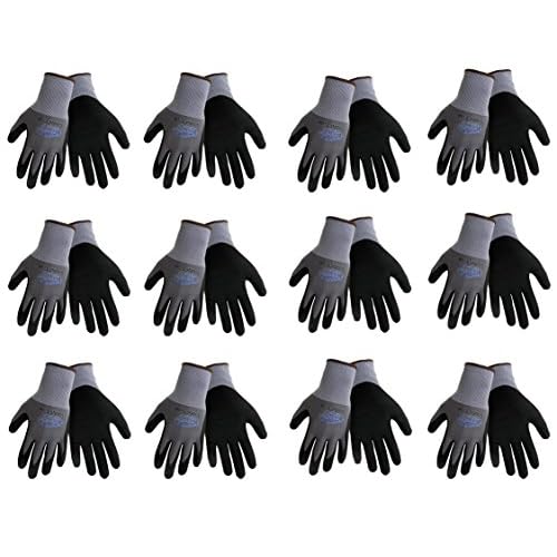 500NFT Nitrile Coated Work Gloves Sizes Small-XL, Gray/Black, (12 Pair Pack) (Small)