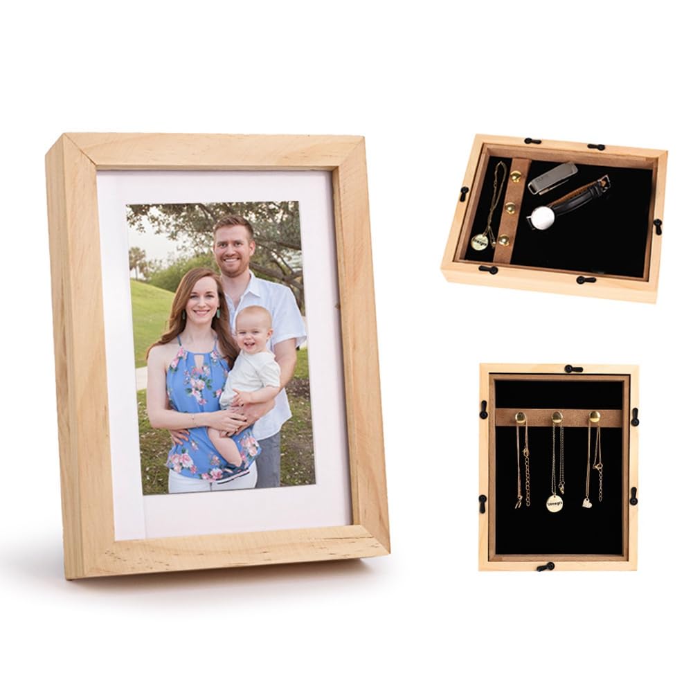 Bloepum Hidden Photo Frame Storage, Secret Compartment Storage Box, Out of Sight Secret Hidden Jewelry Key Home Office Safe B