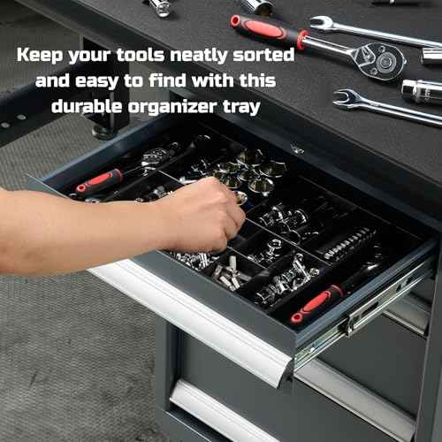 ONREVA Tool Box Organizer Tray Divider Set, Expandable Large Toolbox Storage Tray Kit, Rolling Tool Chest Drawer Bins, Hardware Screwdrivers Pliers Organization, 2pcs low profile Trays.