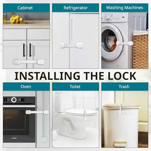 Original Cabinet Locks Baby Proofing (6 Pack Black) - Child Locks for Cabinets and Drawers - Door Locks for Kids Safety and Fridge Lock for Child Proofing