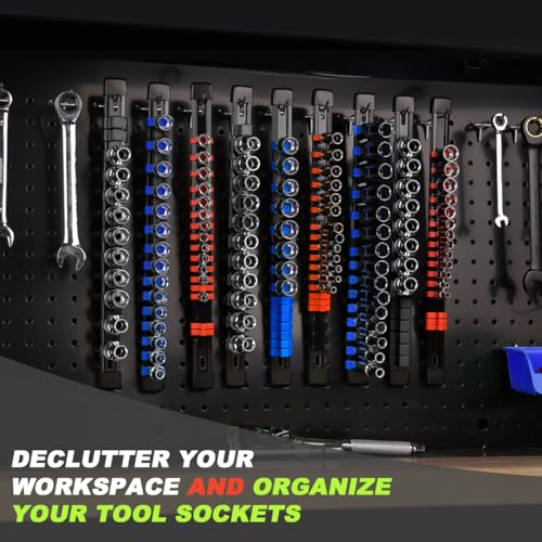 3-Piece Socket Organizer Rail Set, Premium Holder, Heavy-Duty Rack Kit ? 1/4¡±, 3/8¡±, 1/2¡± Sizes ? Ideal for Tool Storage