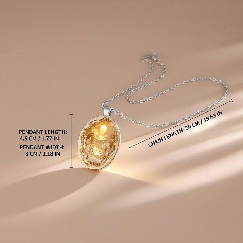 Men’s Artistic Pendant Necklace with Chain Vintage Style Statement Jewelry, Yellow